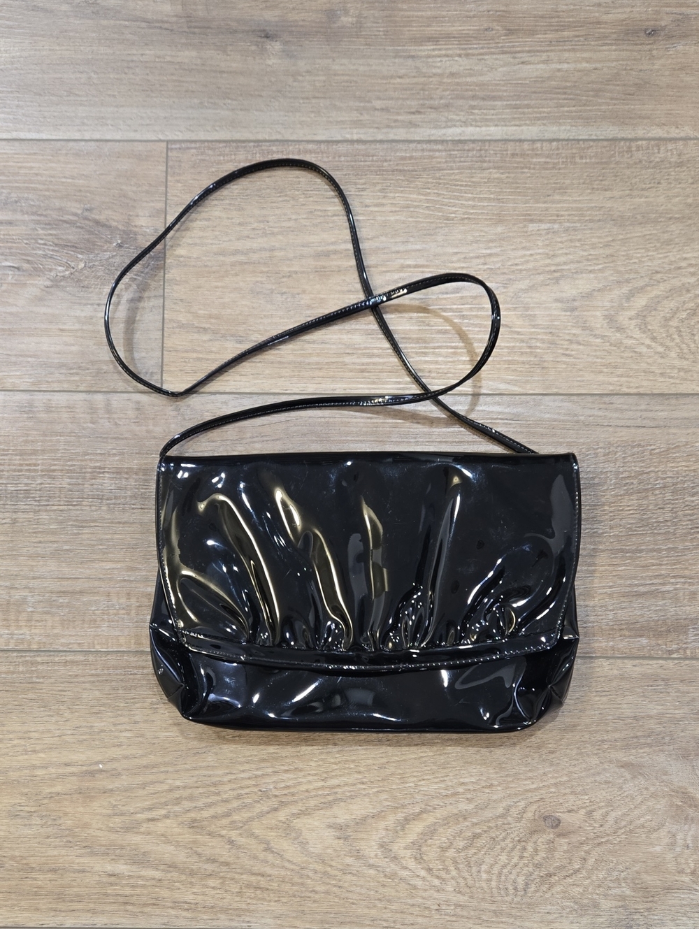 Retro 80's Black Patent Crossbody Shoulder Bag